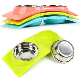 Vivid Stainless Steel 2-in-1 Feeding Bowl