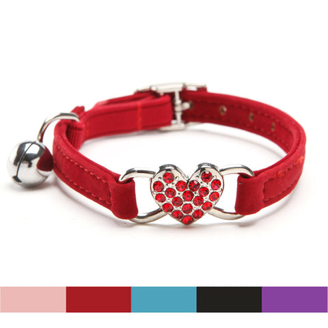 Charming Heart and Bell Elastic Cat Collar