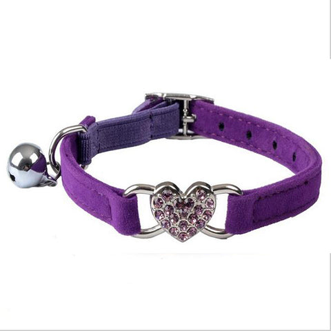 Charming Heart and Bell Elastic Cat Collar