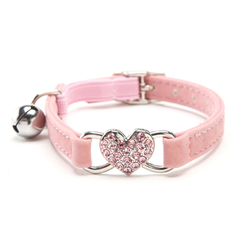 Charming Heart and Bell Elastic Cat Collar