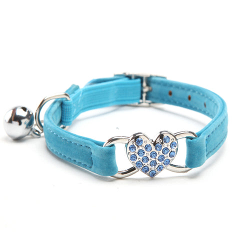 Charming Heart and Bell Elastic Cat Collar