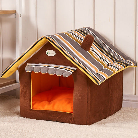 Striped Removable Cover Cat House