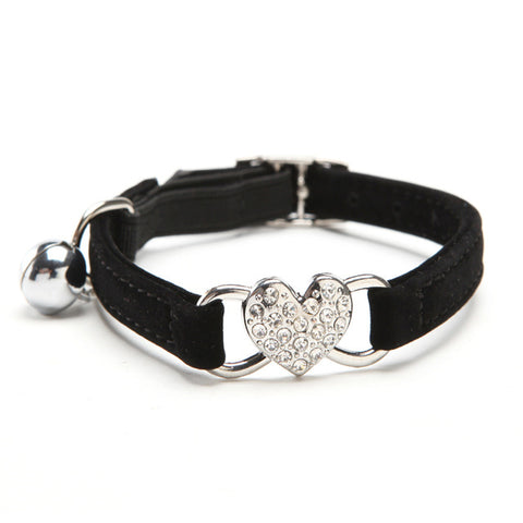 Charming Heart and Bell Elastic Cat Collar