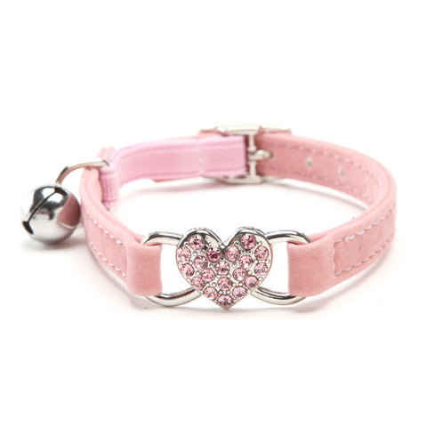 Charming Heart and Bell Elastic Cat Collar