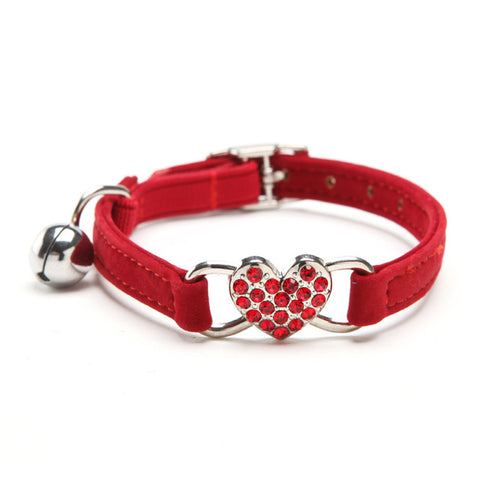 Charming Heart and Bell Elastic Cat Collar